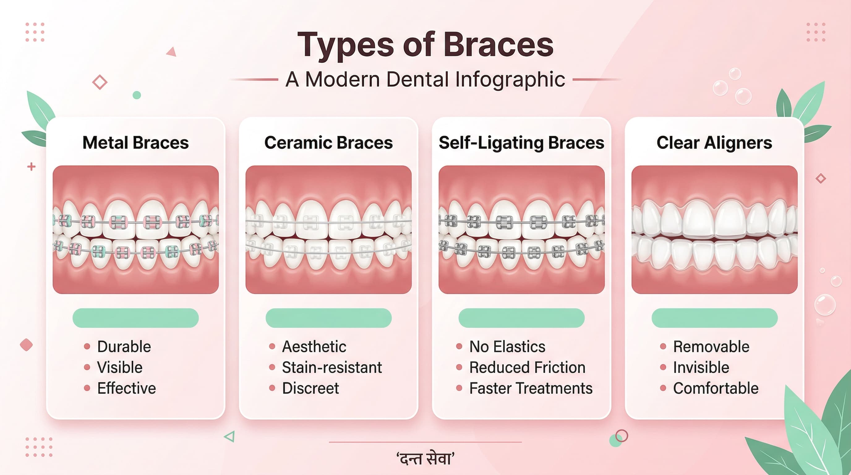 Types of dental braces infographic