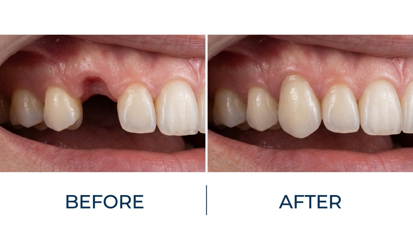 Dental implants before and after comparison